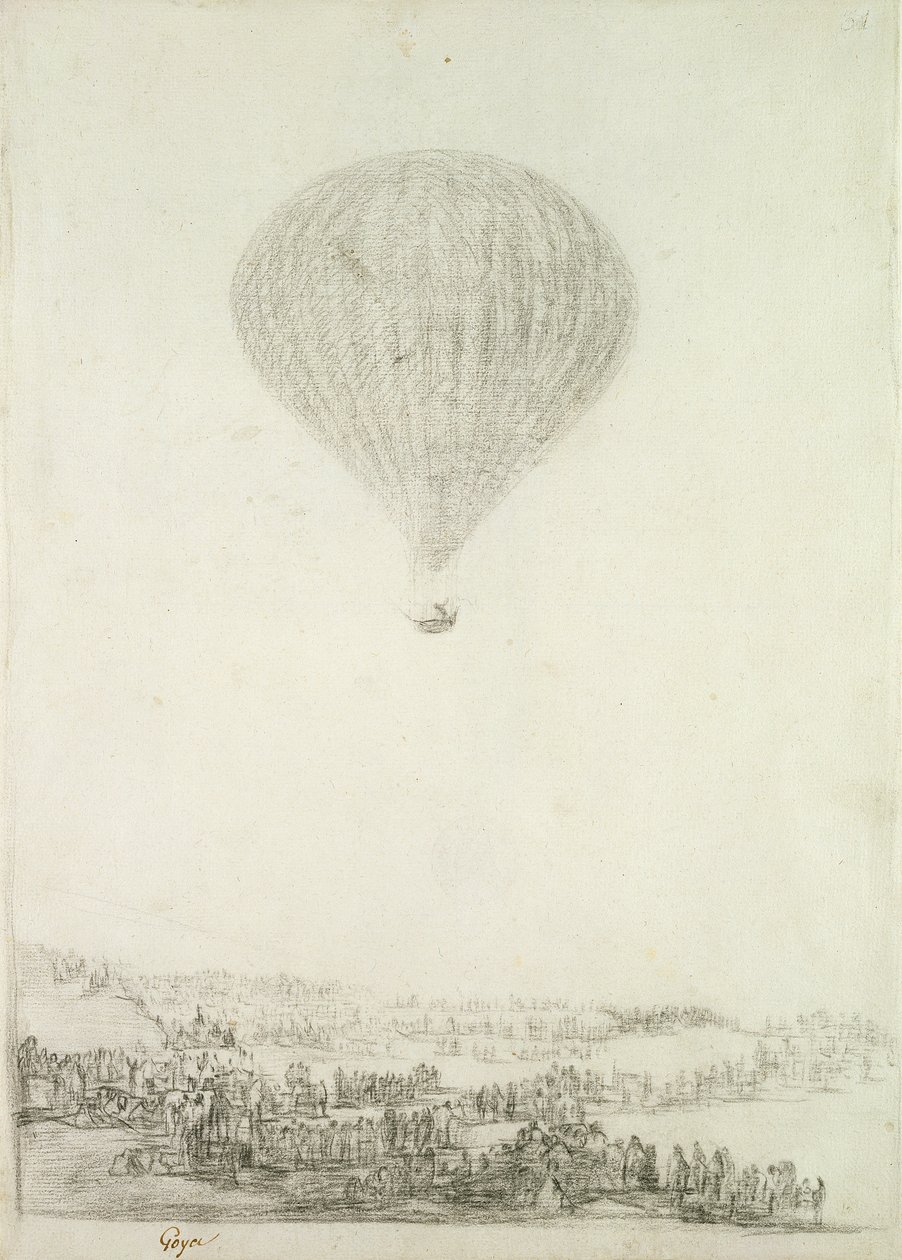 De gebroeders Montgolfier, c.1800-08 door Francisco de Goya