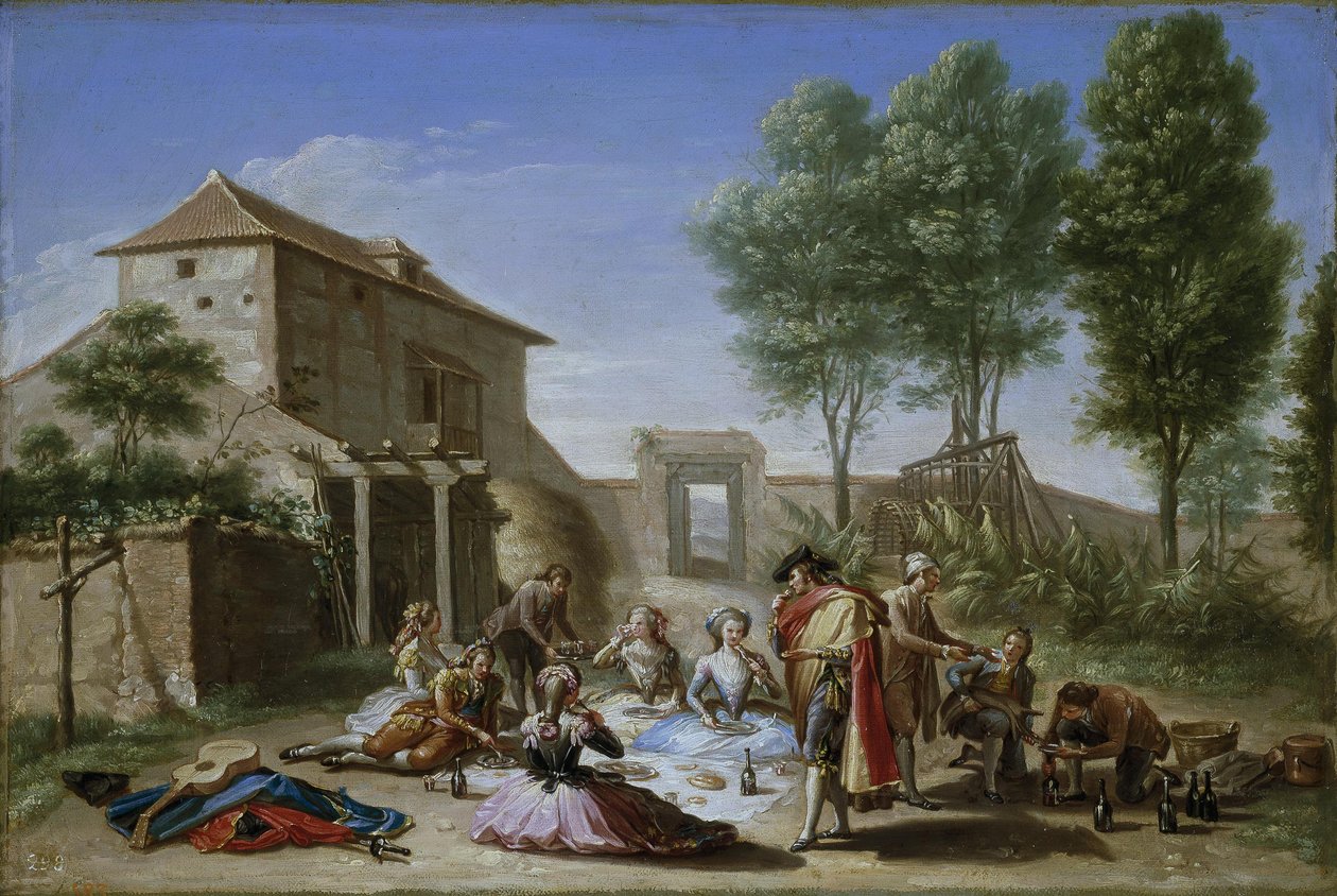 Picknick op het platteland door Francisco Bayeu y Subias