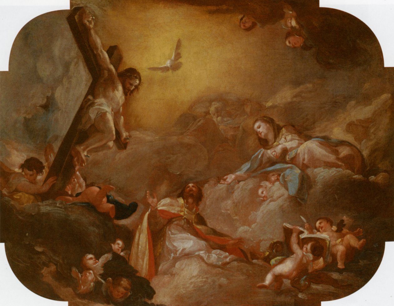 Sint Augustinus en de Maagd die de gekruisigde Christus aanbidden door Francisco Bayeu y Subias