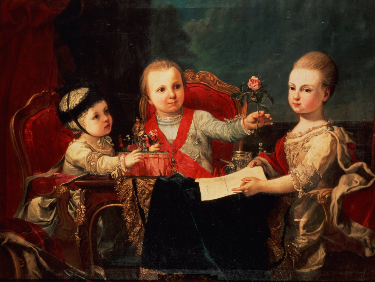 Drie prinsen, kinderen van Karel III door Francisco de la Traverse