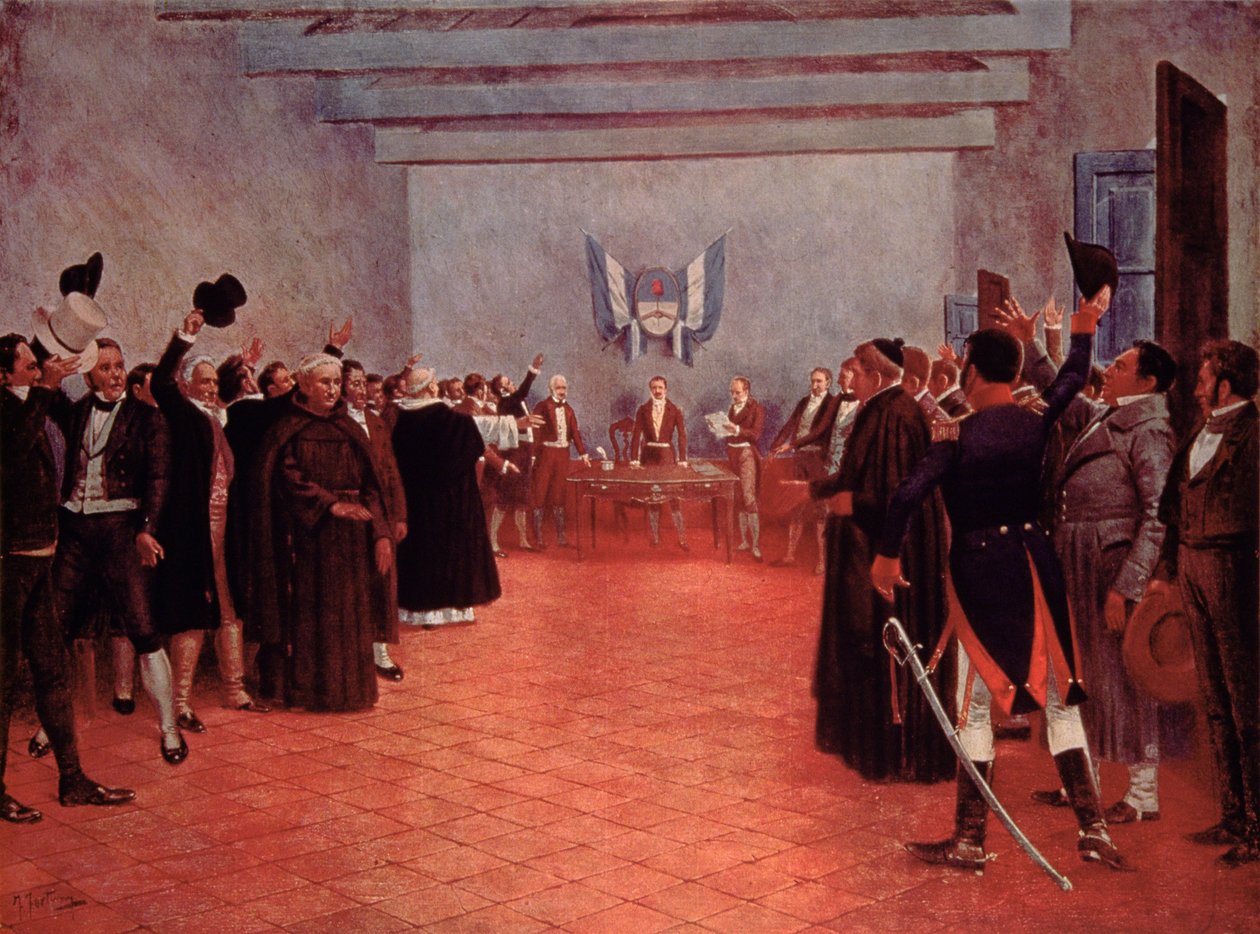 Het Congres van Tucuman, de onafhankelijkheidsverklaring van Argentinië van Spanje in 1816 door Francisco (after) Fortuny
