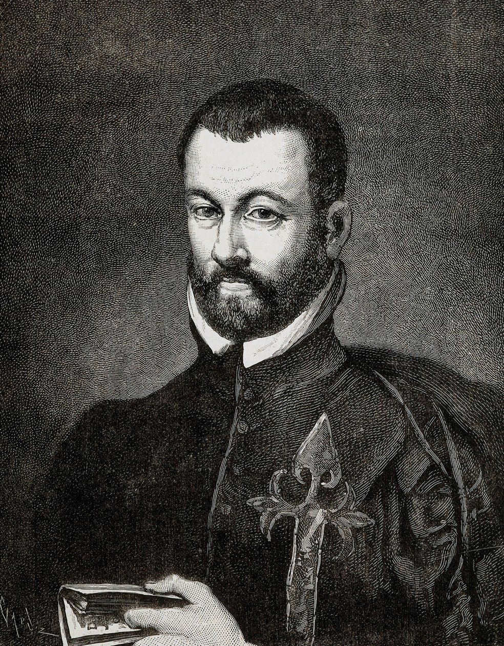 Portret van Benito ARIAS MONTANO (1527-1598), Spaanse humanist en theoloog, gebaseerd op een schilderij van Francisco Pacheco door Francisco (after) Pacheco