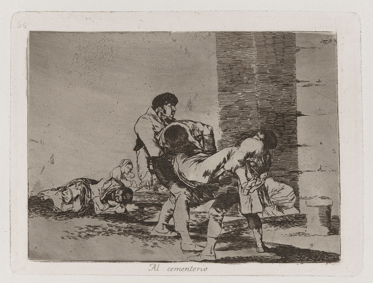 Naar de begraafplaats, Plaat 56 uit Los desastres de la guerra door Francisco de Goya