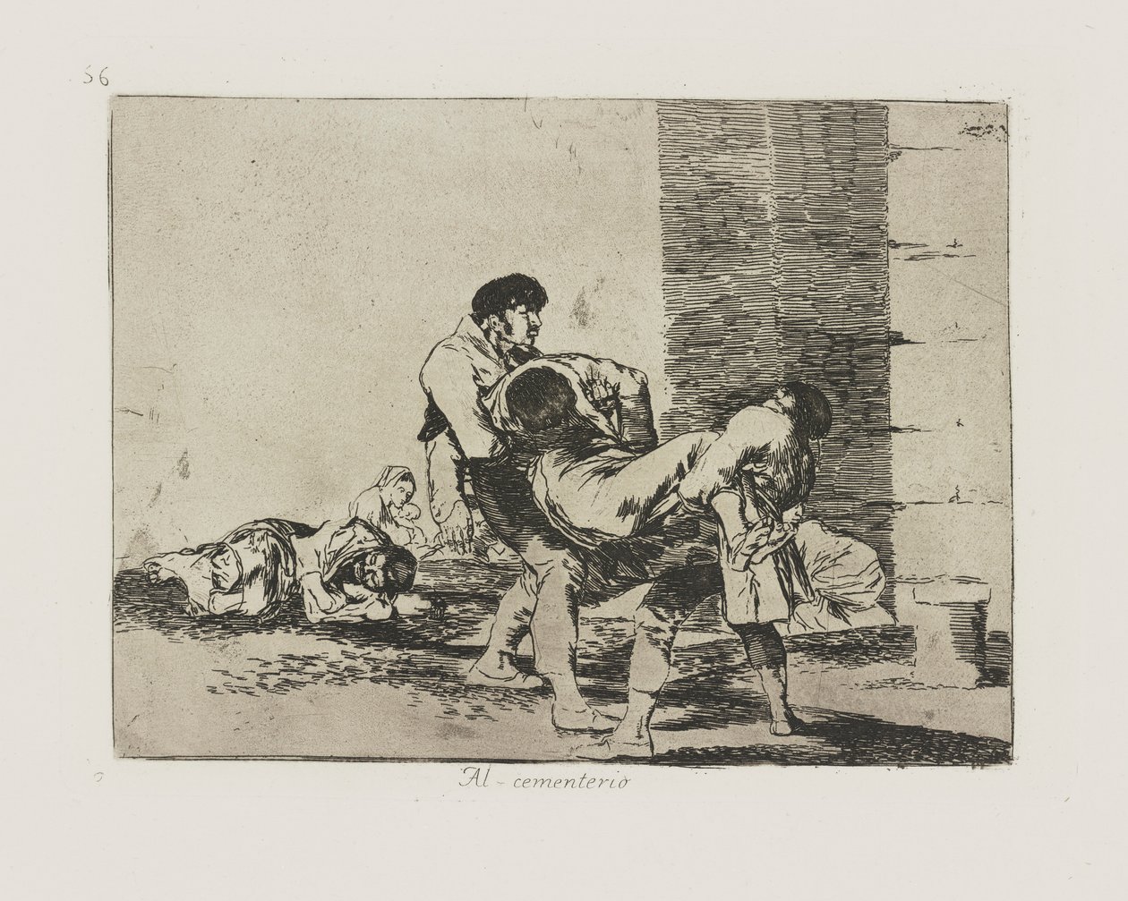 Naar de begraafplaats, pl. 56 uit de serie Los desastres de la guerra (De rampen van de oorlog) door Francisco de Goya