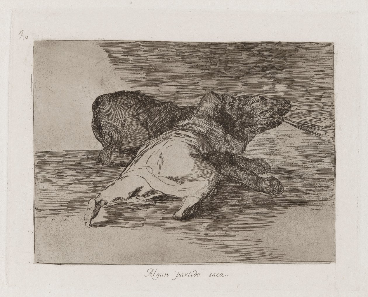 Algun partido saca (Hij haalt er iets uit), Plaat 40 uit Los desastres de la guerra (De rampen van de oorlog) door Francisco de Goya