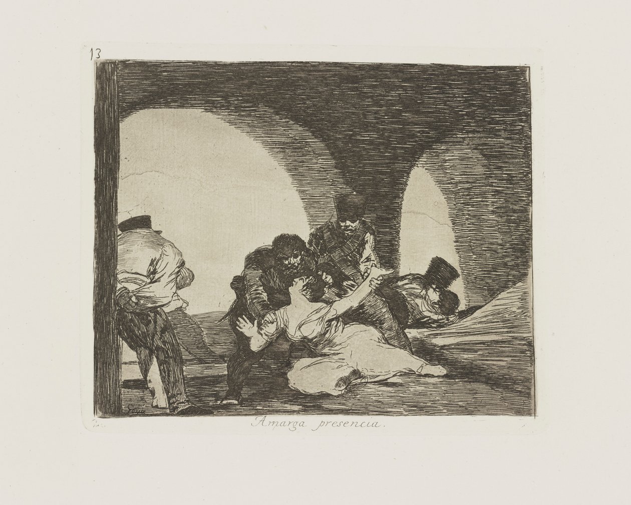 Bittere aanwezigheid, pl. 13 uit de serie Los desastres de la guerra (De rampen van de oorlog) door Francisco de Goya