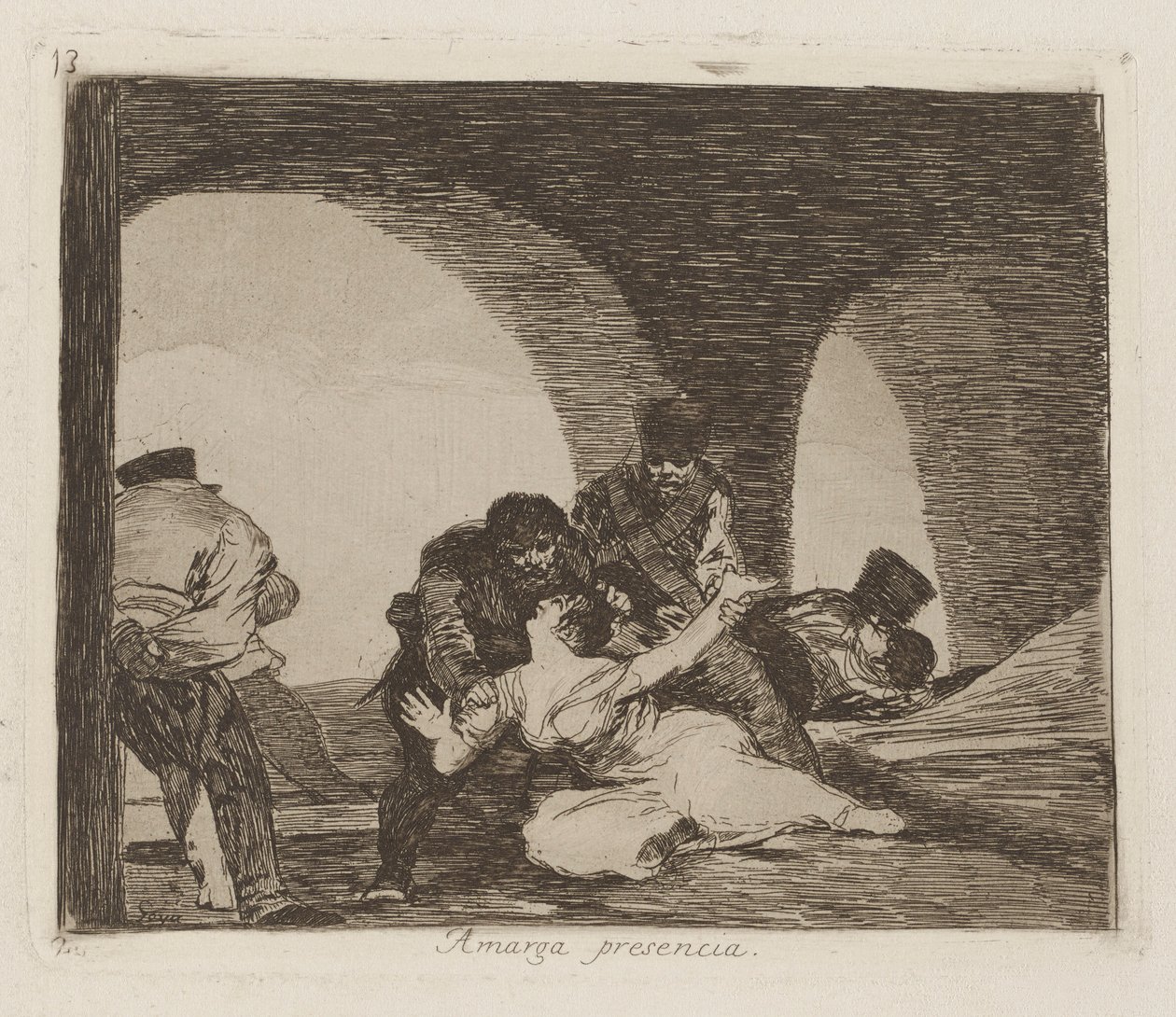 Bitter om aanwezig te zijn, pl. 13 uit de serie Los desastres de la guerra door Francisco de Goya