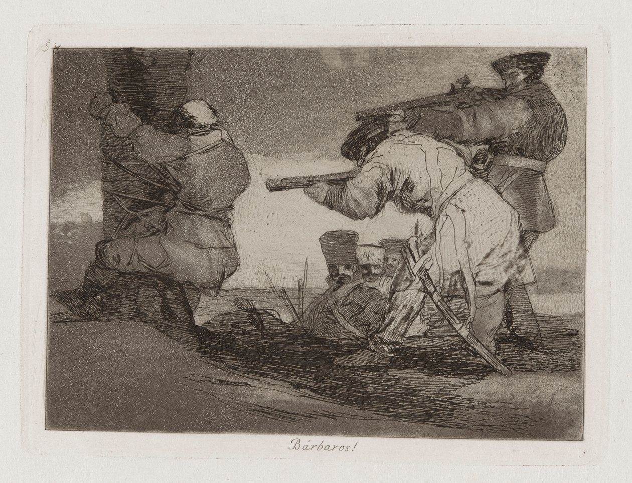Bárbaros!, Plaat 38 uit Los desastres de la guerra door Francisco de Goya