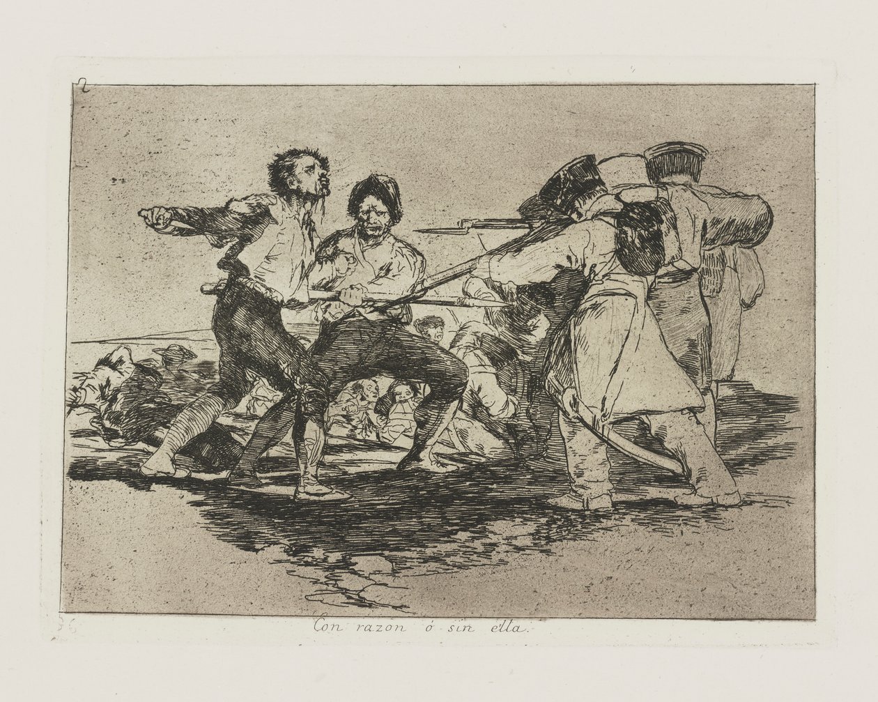 Met reden? zonder reden. (Terecht of Onterecht.), pl. 2 uit de serie Los desastres de la guerra (De Rampen van de Oorlog) door Francisco de Goya