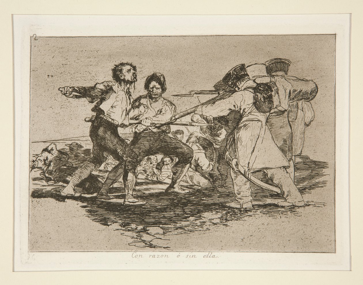 Con razón o sin ella (Terecht of Onterecht), pl. 2 uit de serie Los desastres de la guerra (De Rampen van de Oorlog) door Francisco de Goya