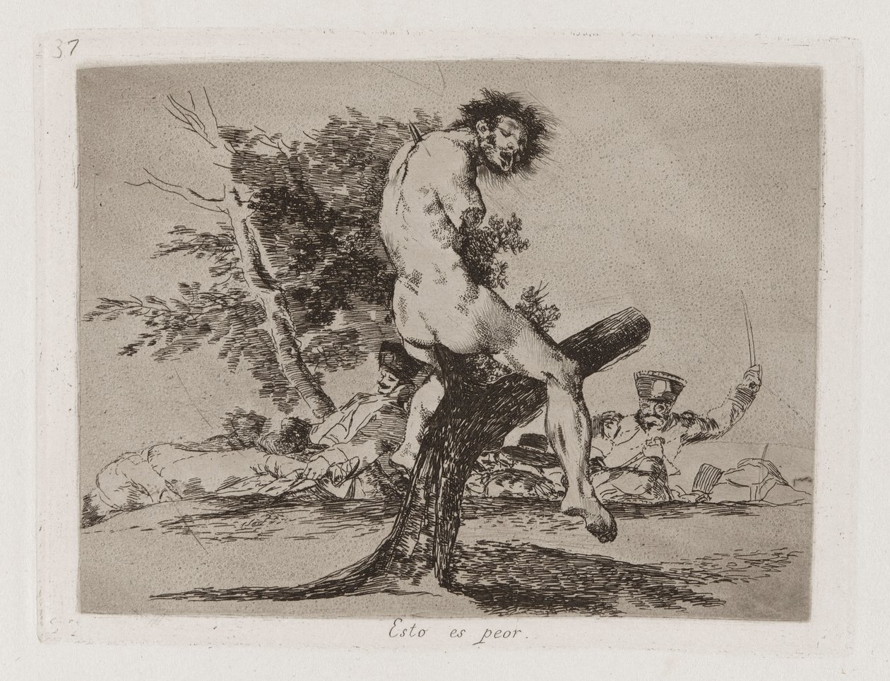 Esto es peor, Plaat 37 uit Los desastres de la guerra door Francisco de Goya