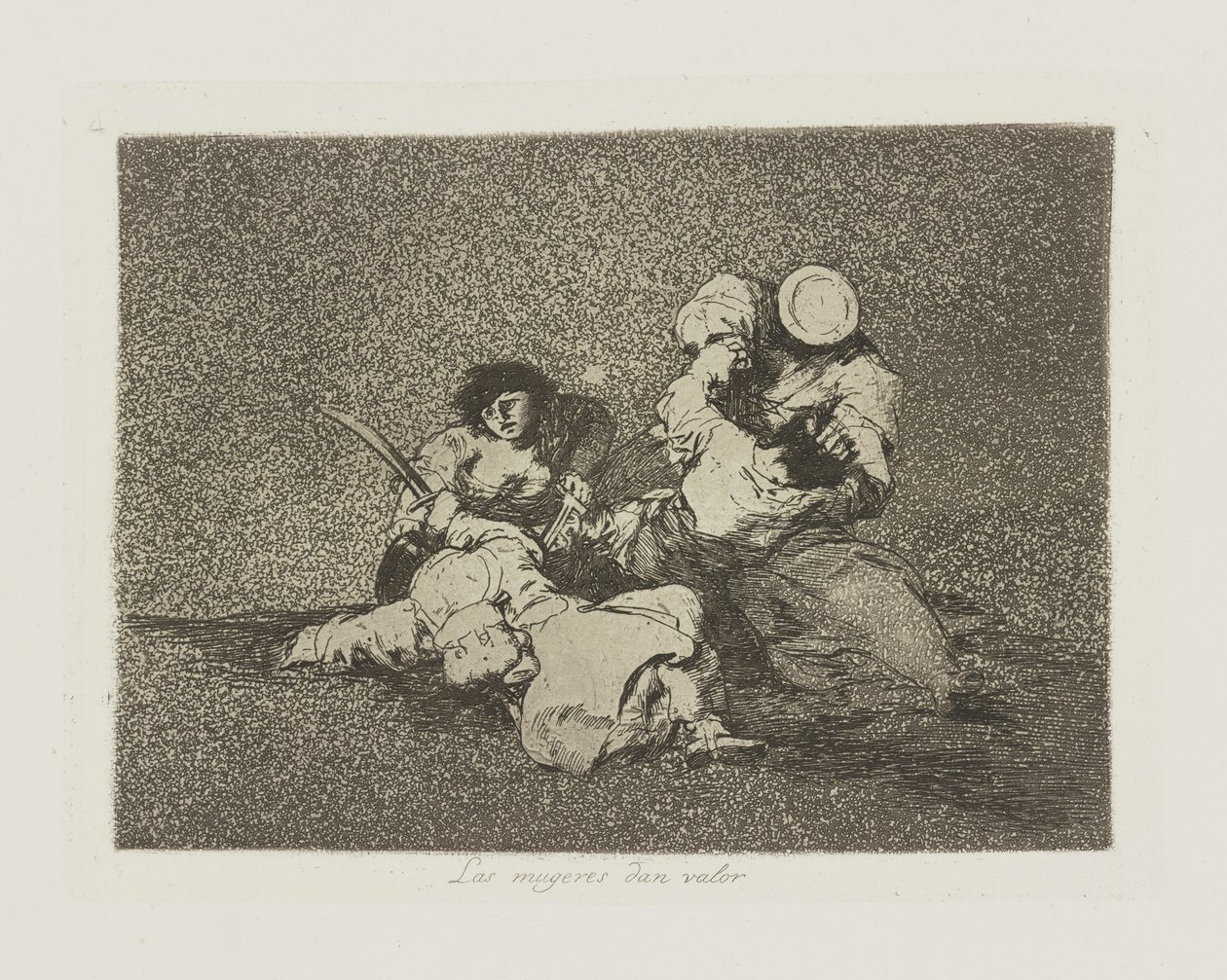 Las mugeres dan valor. (De Vrouwen Geven Moed.), pl. 4 uit de serie Los desastres de la guerra (De Rampen van de Oorlog) door Francisco de Goya