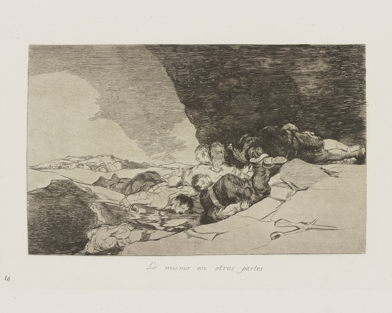 Lo mismo en otras partes, pl. 23 uit de serie Los desastres de la guerra door Francisco de Goya