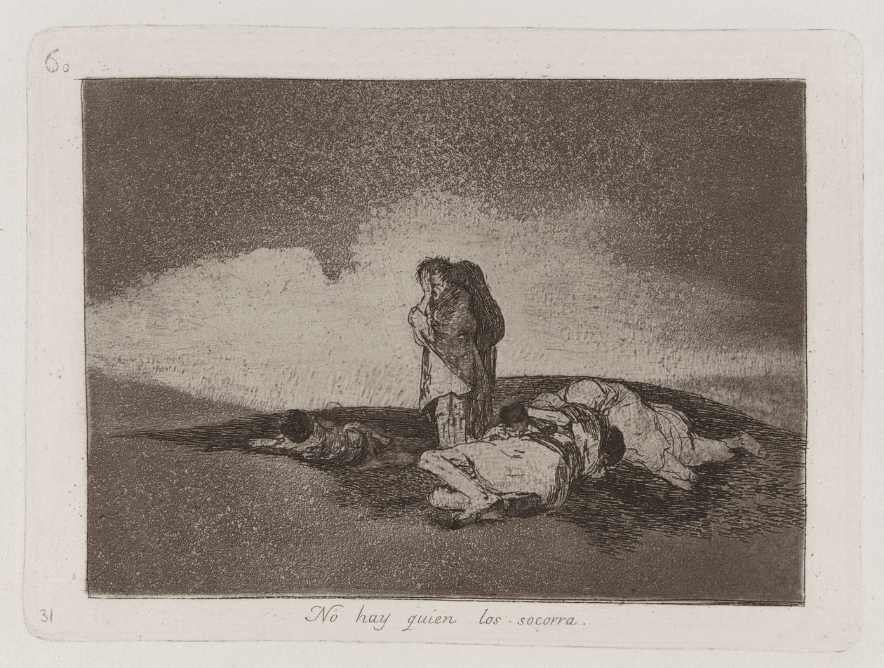Er is Niemand om hen te Helpen, Plaat 60 uit Los desastres de la guerra door Francisco de Goya