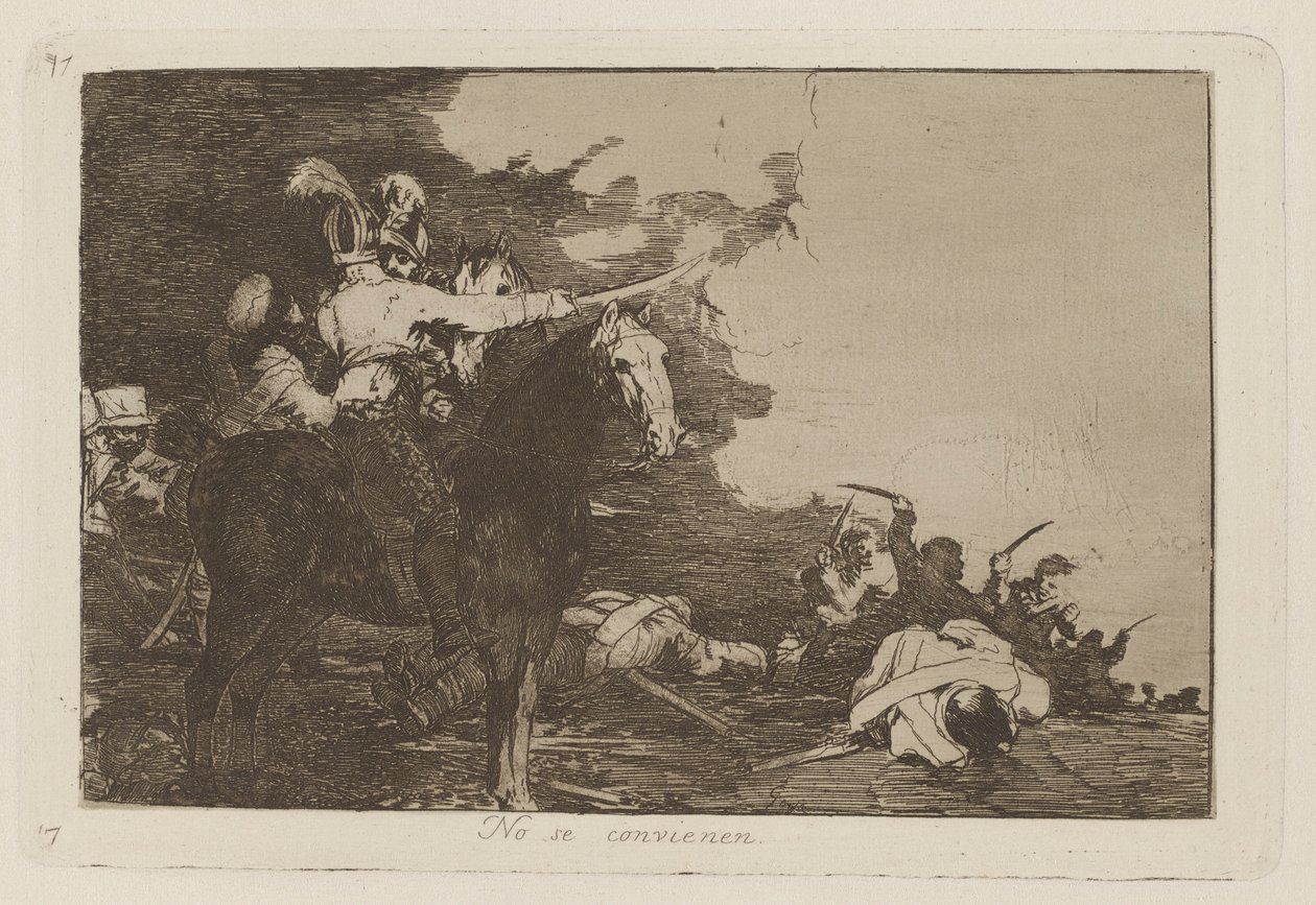 No se convienen, Plaat 17 uit Los desastres de la guerra door Francisco de Goya