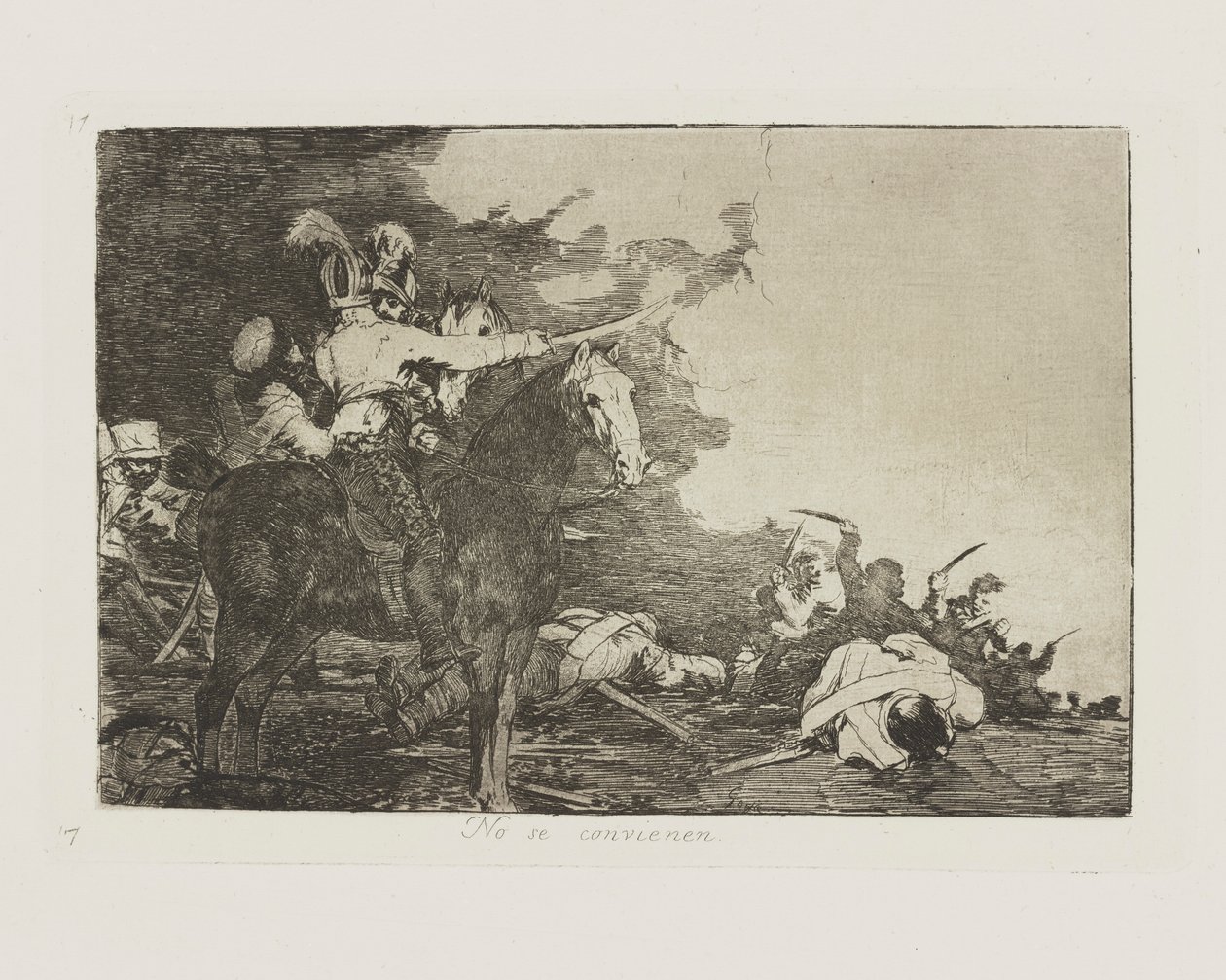 No se convienen. (Ze zijn het niet eens.), pl. 17 uit de serie Los desastres de la guerra (De rampen van de oorlog) door Francisco de Goya