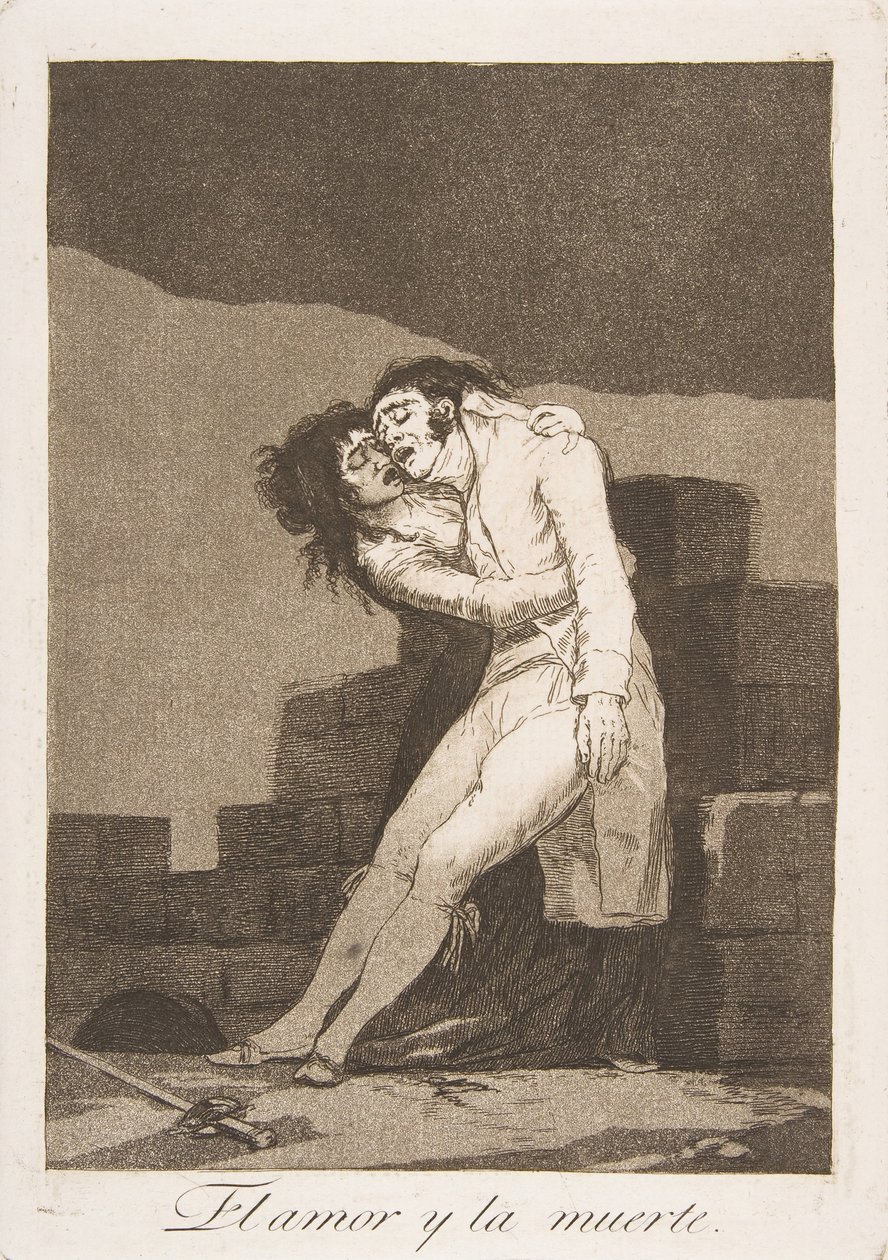 Plaat 10 uit Los Caprichos: Liefde en dood door Francisco de Goya