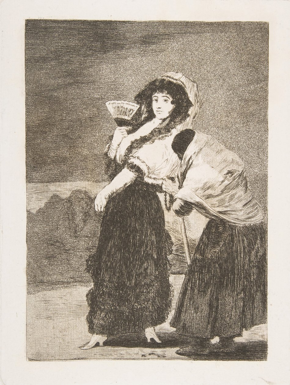 Plaat 16 uit Los Caprichos: In hemelsnaam: en het was haar moeder Dios la Perdone... door Francisco de Goya