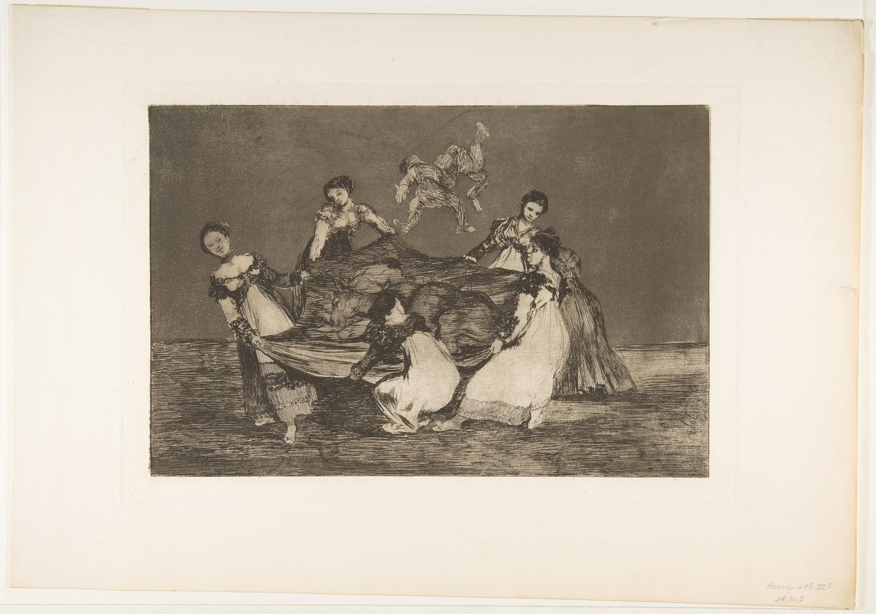 Plaat 1 uit de Disparates: Vrouwelijke dwaasheid, ca. 1816-23 gepubliceerd 1864 door Francisco de Goya
