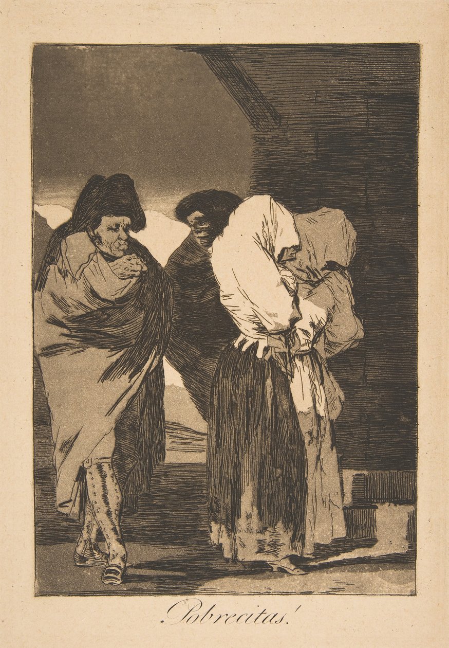 Plaat 22 uit Los Caprichos: Arme meisjes! Probrecitas!, 1799, postume druk door Francisco de Goya