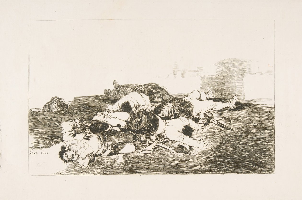 Plaat 22 uit De Rampen van de Oorlog Los Desastres de la Guerra: Nog erger. Tanto y ..., 1810 door Francisco de Goya