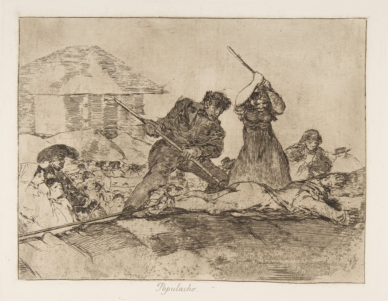 Plaat 28 uit De Rampen van de Oorlog: Gepeupel door Francisco de Goya