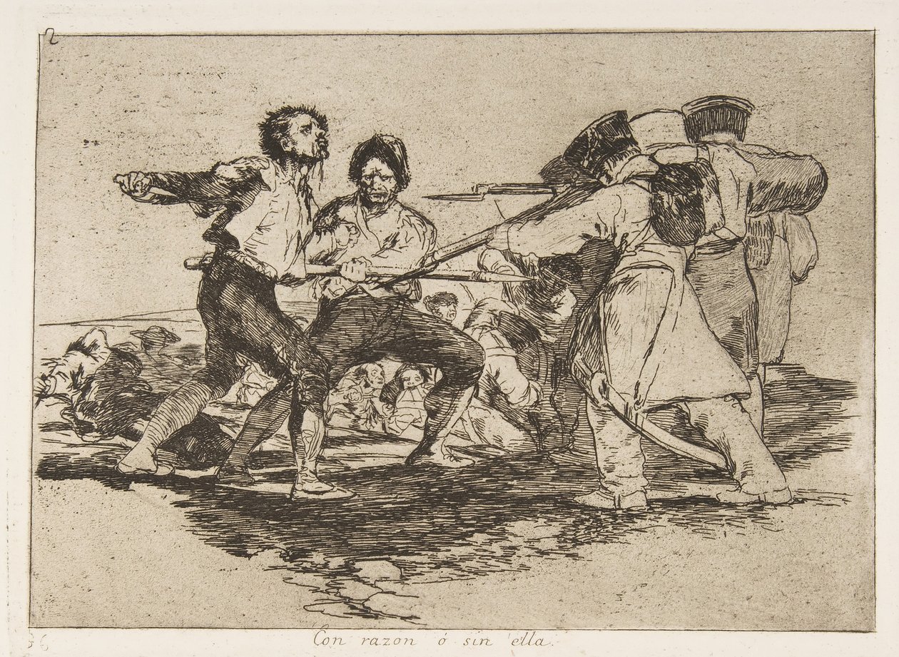 Plaat 2 uit De rampen van de oorlog: Rechts, 1810 gepubliceerd 1863 door Francisco de Goya