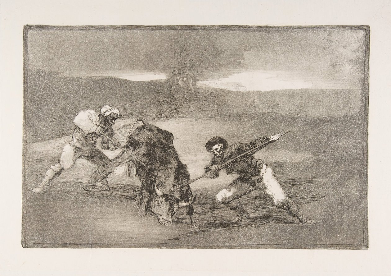 Plaat 2 van de Tauromaquia: Een andere manier van jagen te voet, 1816 door Francisco de Goya