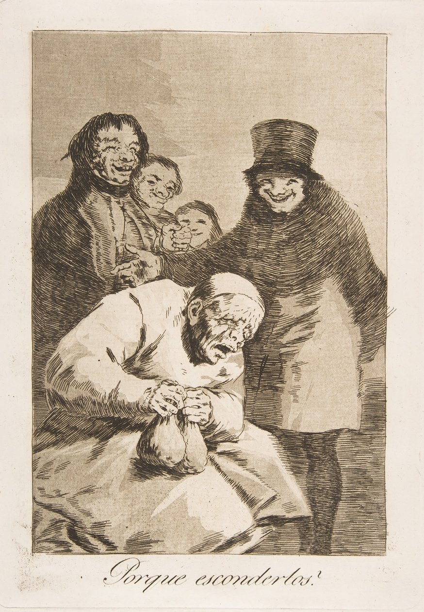 Plaat 30 uit Los Caprichos: Waarom verbergen ze Porque esconderlos, 1799 door Francisco de Goya