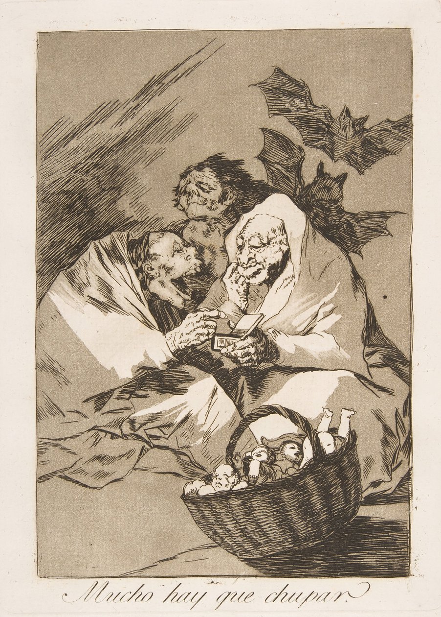 Plaat 45 uit Los Caprichos: Er is Veel te Zuigen door Francisco de Goya