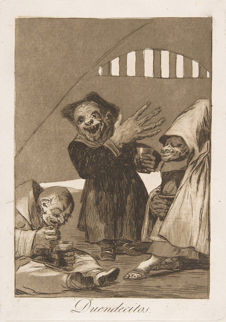 Plaat 49 uit Los Caprichos: Hobgoblins Duendecitos door Francisco de Goya