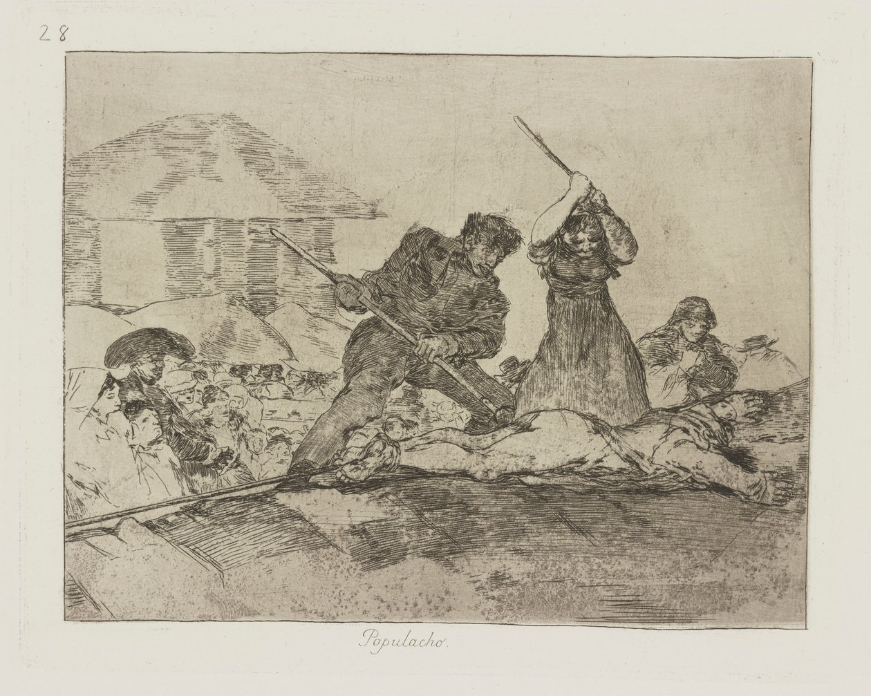 Populacho, pl. 28 uit de serie Los desastres de la guerra door Francisco de Goya