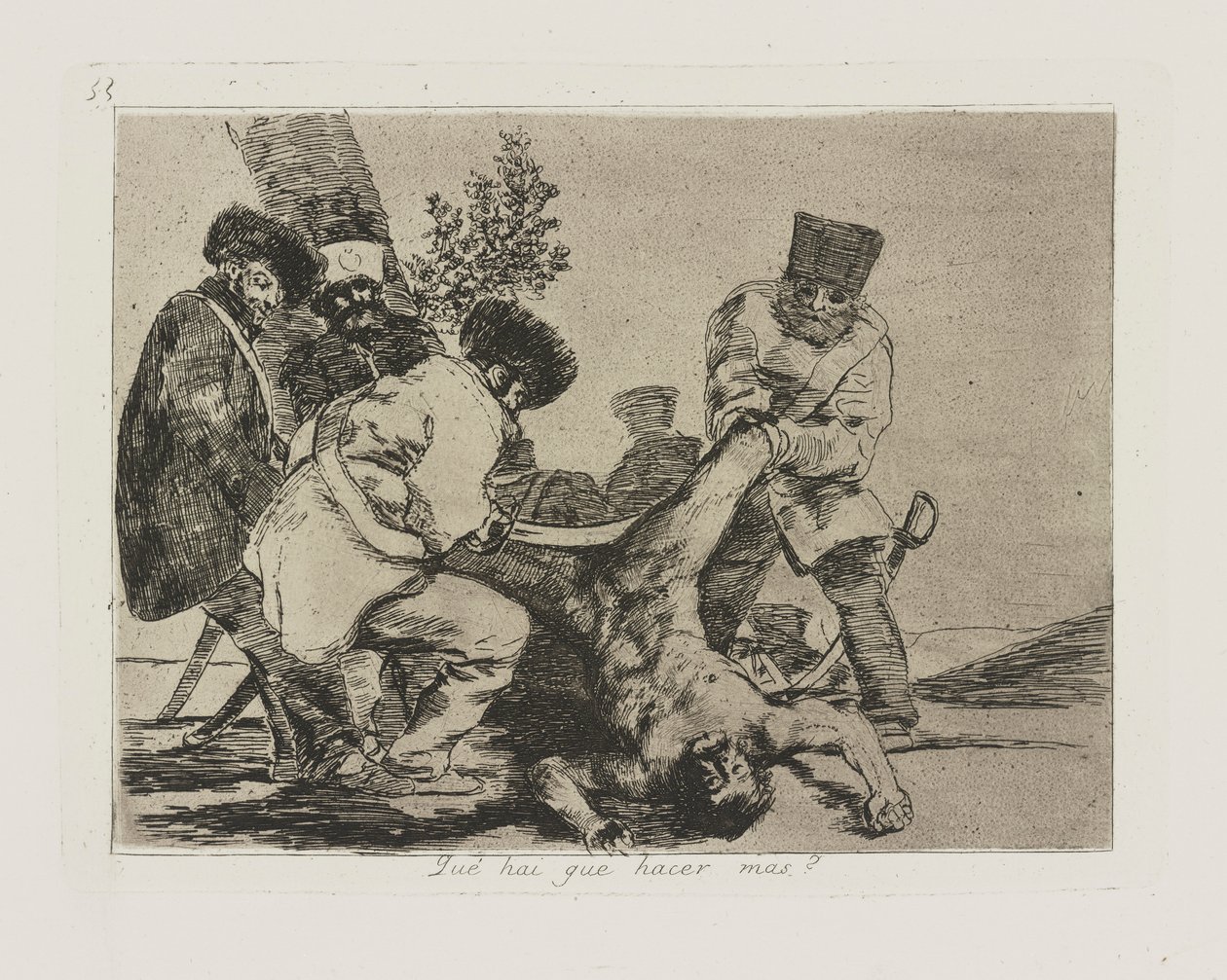 Què hai que hacer mas? (Wat Meer Kan Worden Gedaan?), pl. 33 uit de serie Los desastres de la guerra (De Rampen van de Oorlog) door Francisco de Goya