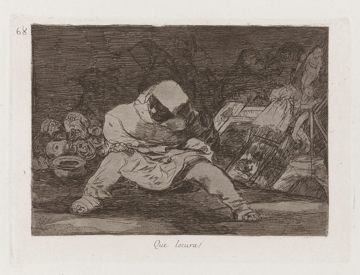 Que locura! (Wat een waanzin!), Plaat 68 uit Los desastres de la guerra (De rampen van de oorlog) door Francisco de Goya