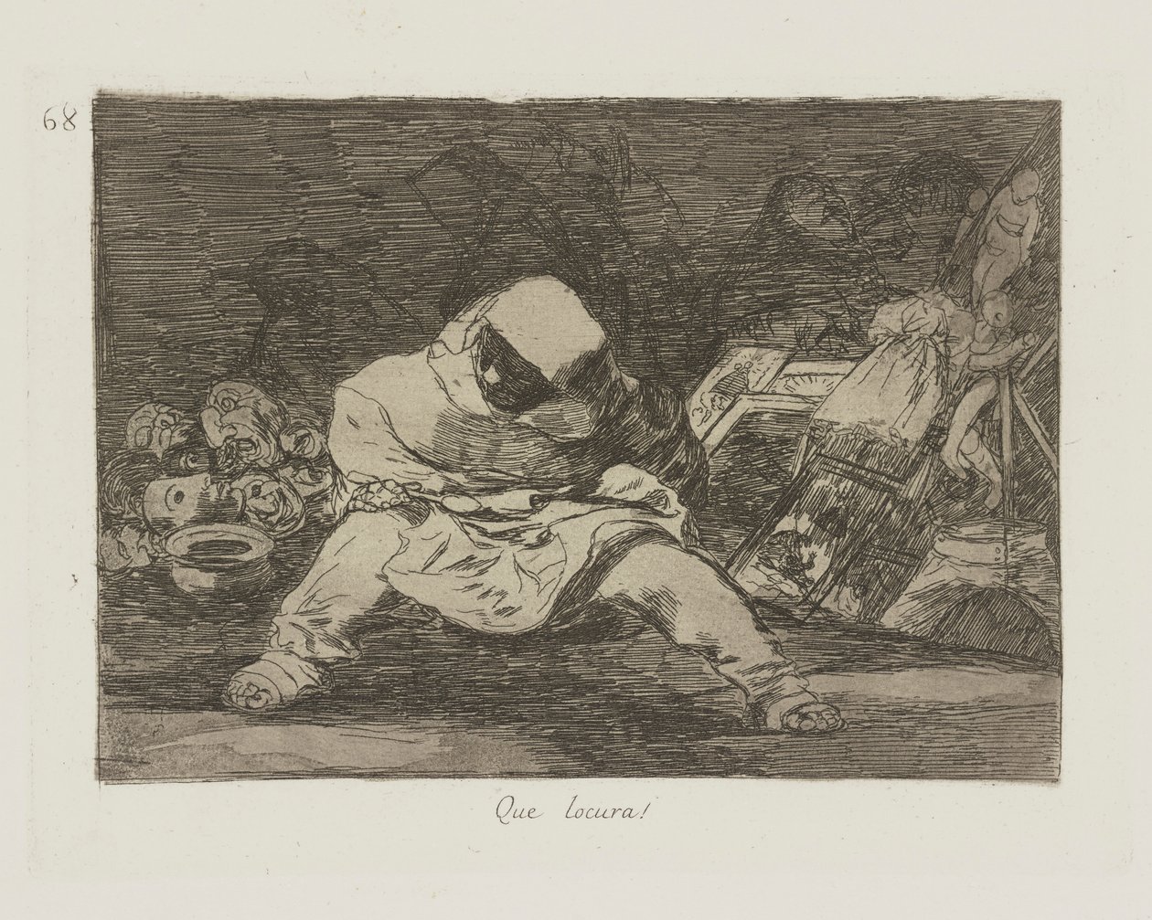 Wat een waanzin!, pl. 68 uit de serie Los desastres de la guerra (De Rampen van de Oorlog) door Francisco de Goya