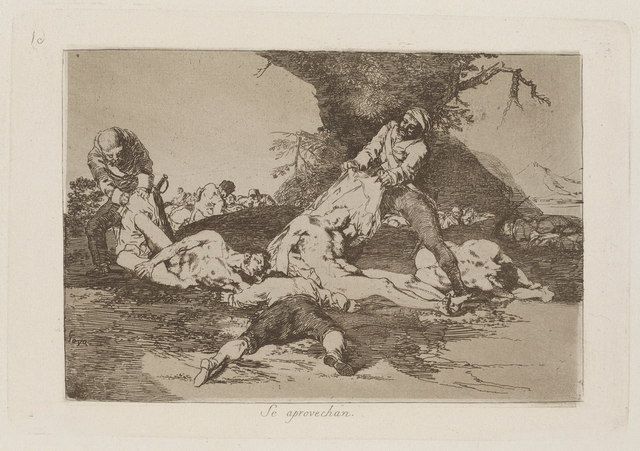 Se aprovechan (Ze maken er gebruik van), pl. 16 uit de serie Los desastres de la guerra (De rampen van de oorlog) door Francisco de Goya