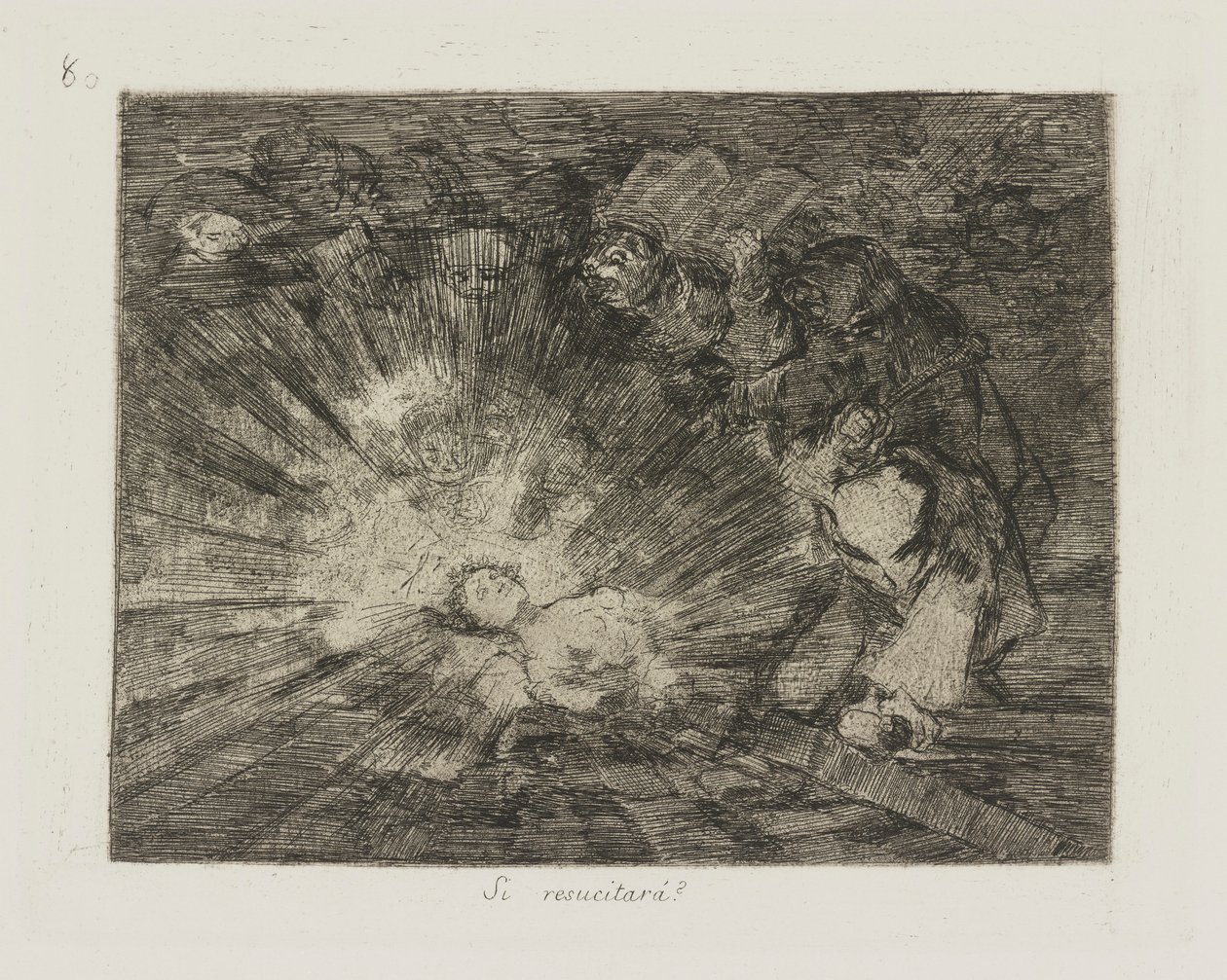 Si resucitará? (Zal Ze Weer Opstaan?), pl. 80 uit de serie Los desastres de la guerra (De Rampen van de Oorlog) door Francisco de Goya