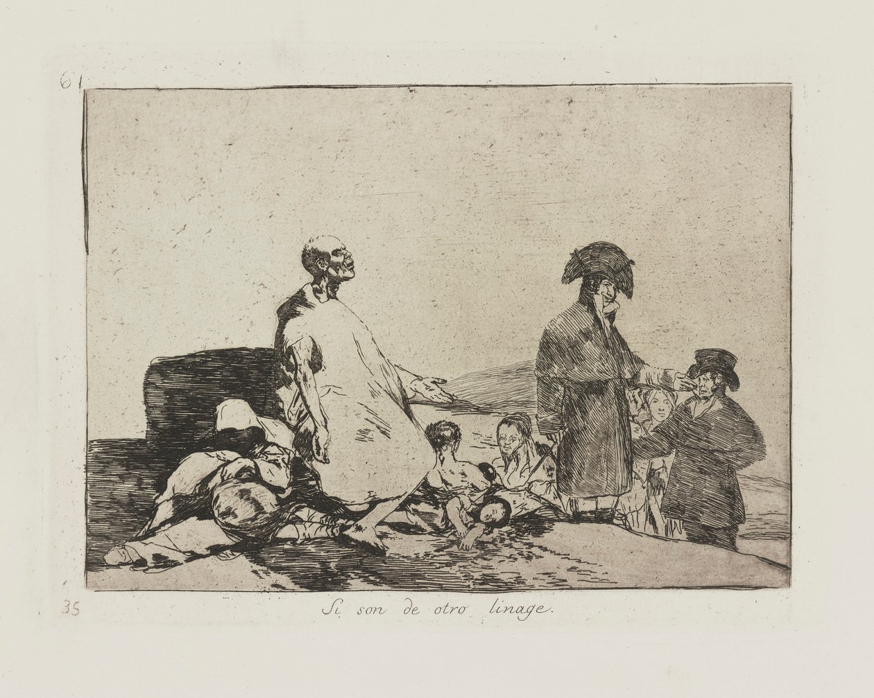 Si son de otro linage. (Misschien zijn ze van een ander ras.), pl. 61 uit de serie Los desastres de la guerra (De rampen van de oorlog) door Francisco de Goya