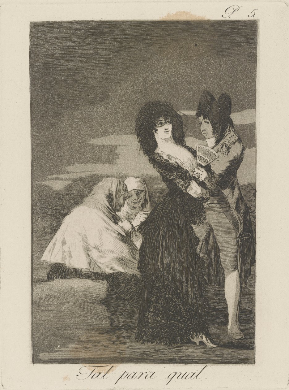 Twee van een Soort, pl. 5 uit de serie Los caprichos door Francisco de Goya