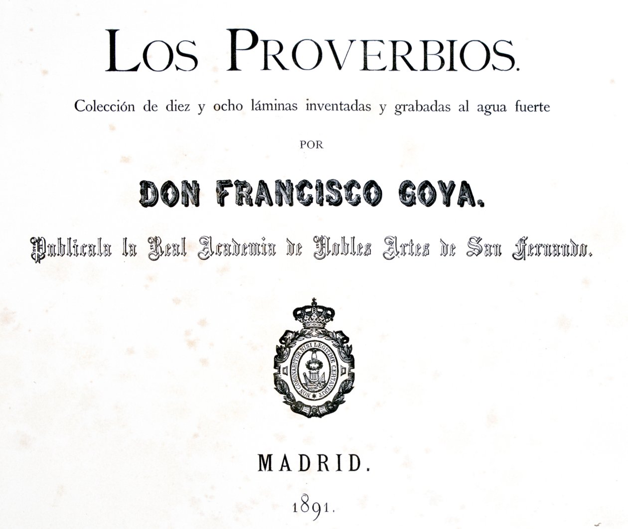 Titelpagina van Los Proverbios of Spreuken door Francisco de Goya