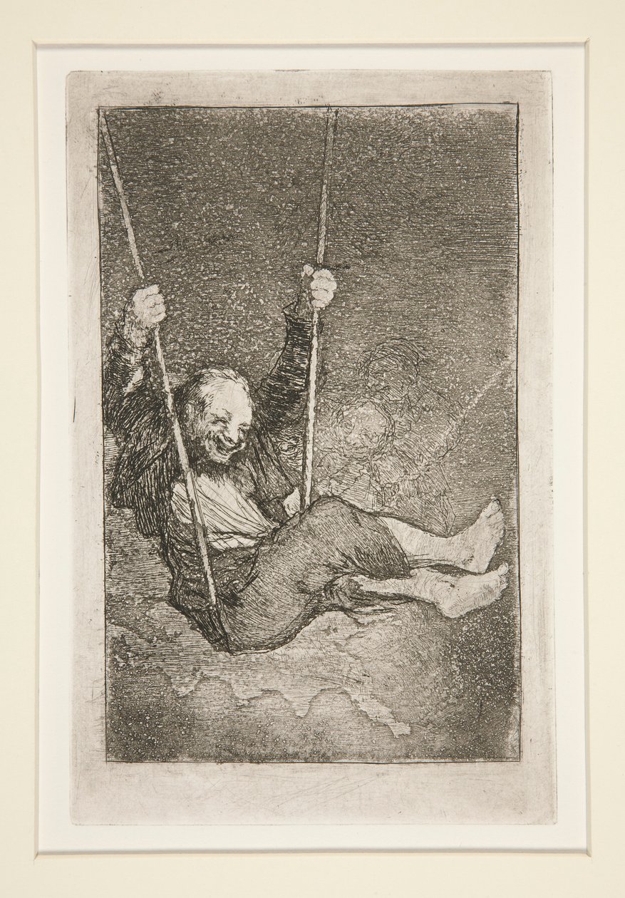 Oude man op een schommel door Francisco de Goya