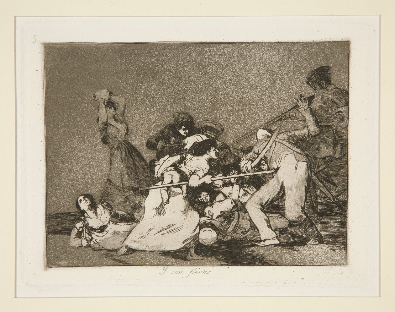 Y son fieras (En ze zijn als wilde beesten), pl. 5 uit Los desastres de la guerra (De rampen van de oorlog) door Francisco de Goya