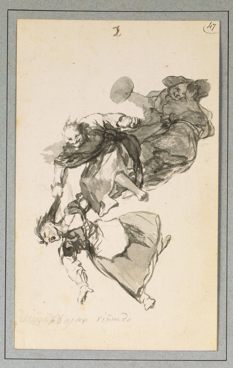 Bajan riñendo, of Ze gaan ruziënd naar beneden door Francisco de Goya