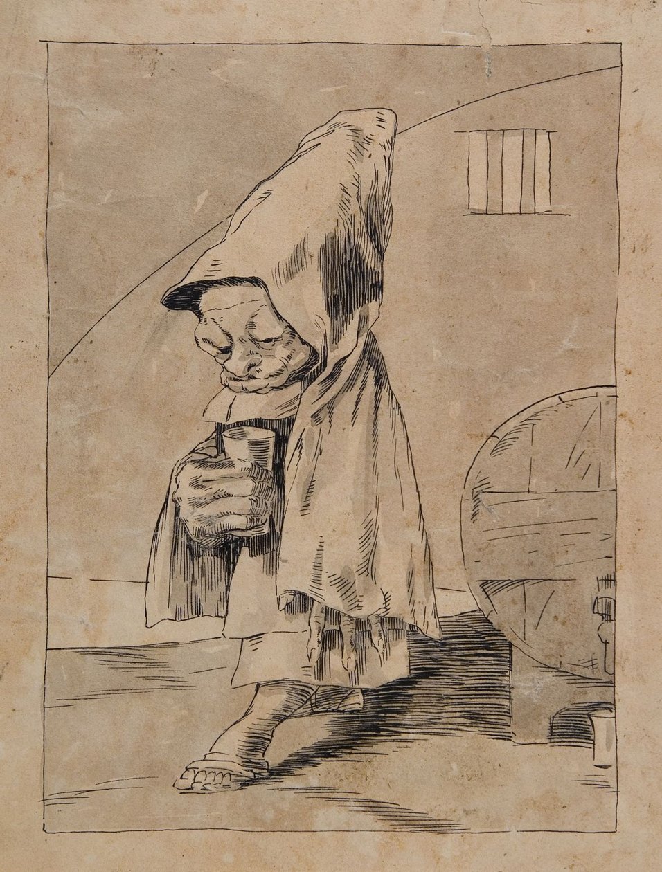 Karikatuur van een monnik door Francisco Jose de Goya y Lucientes