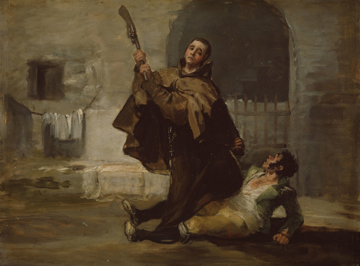 Broeder Pedro Clubs El Maragato met de kolf van het geweer, ca. 1806 (olieverf op paneel) door Francisco Jose de Goya y Lucientes