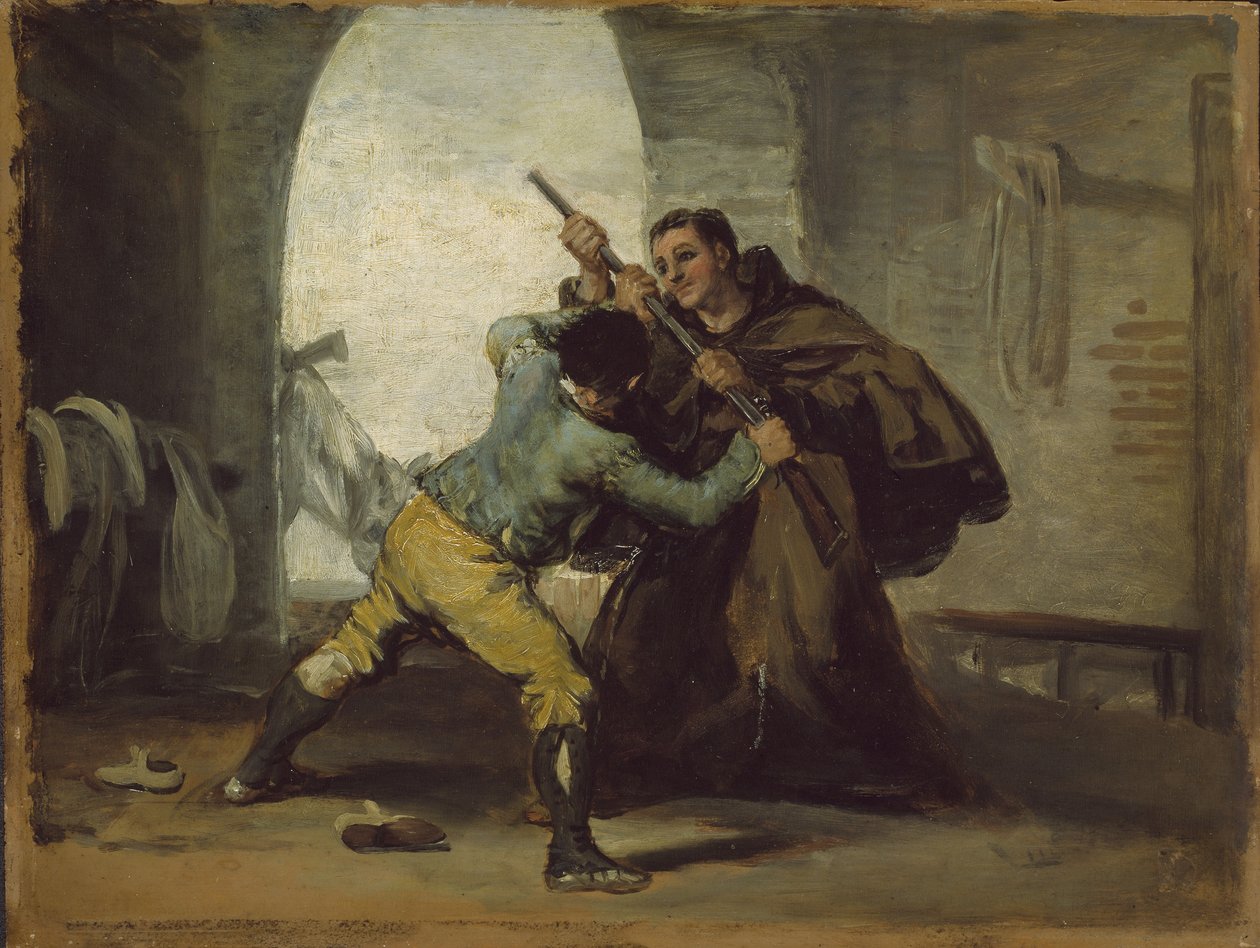 Broeder Pedro ontworstelt het geweer van El Maragato, ca. 1806 door Francisco de Goya