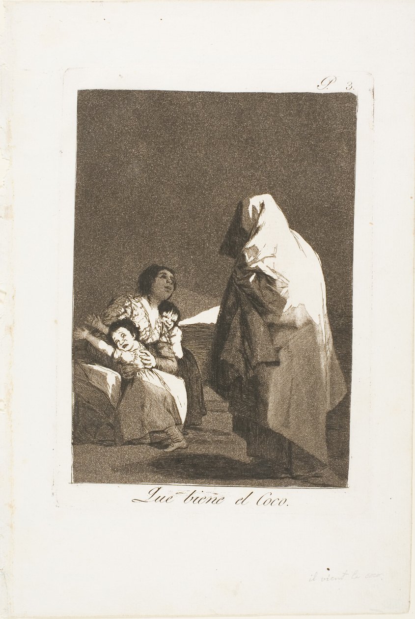 Daar komt de boeman, plaat drie uit Los Caprichos door Francisco Jose de Goya y Lucientes