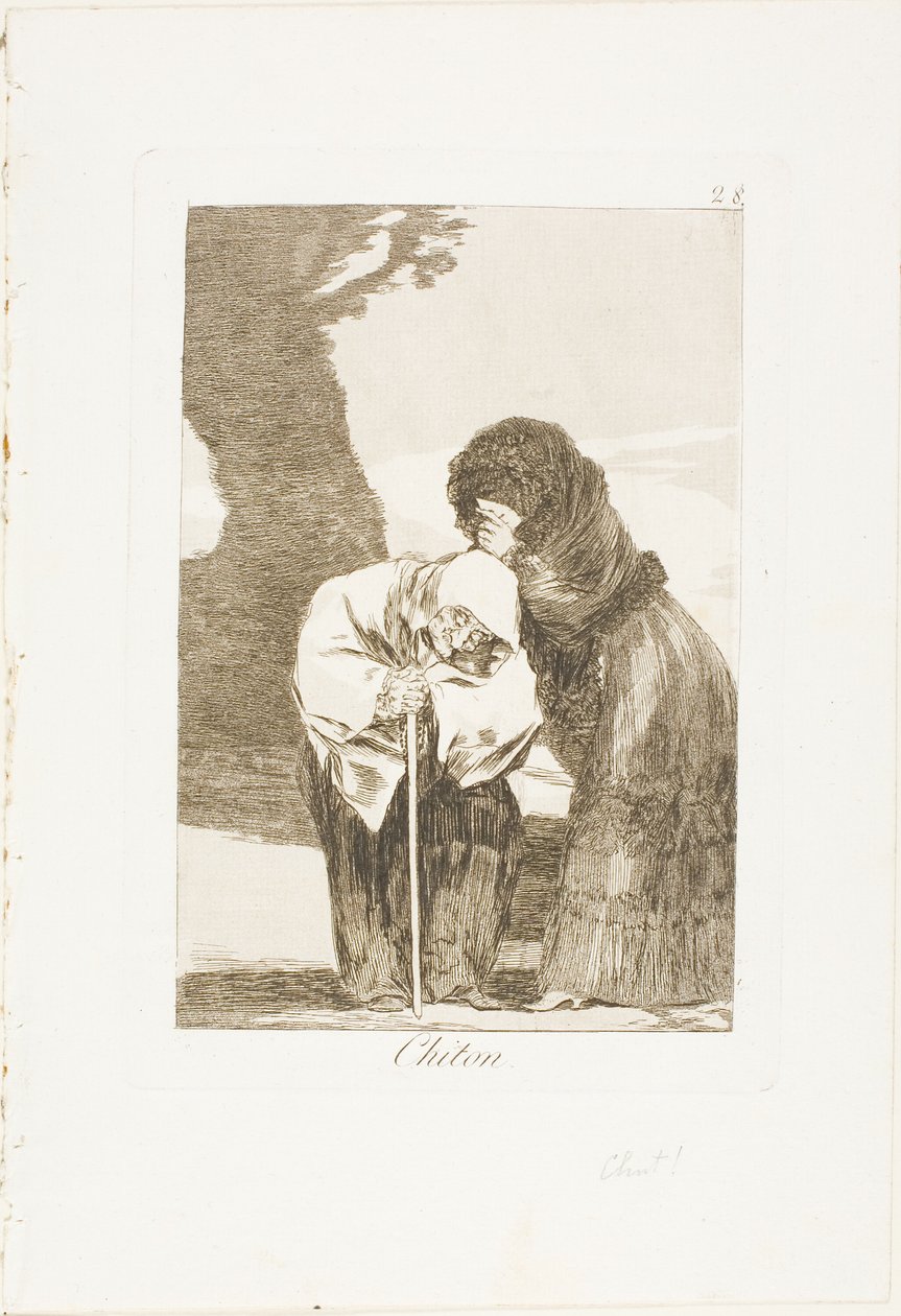 Stilte, plaat 28 uit Los Caprichos door Francisco Jose de Goya y Lucientes