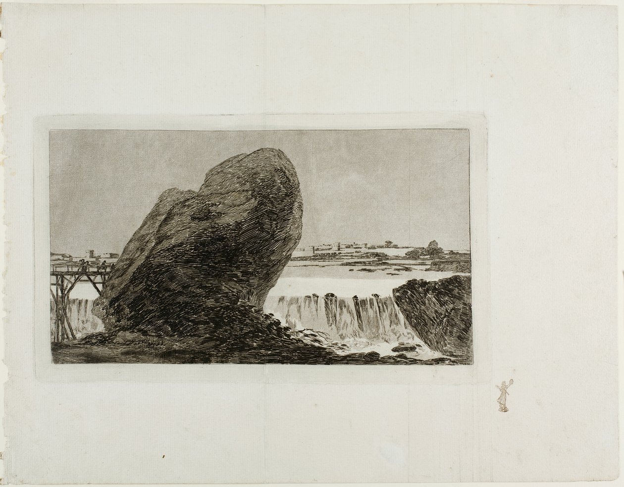 Landschap met waterval door Francisco Jose de Goya y Lucientes