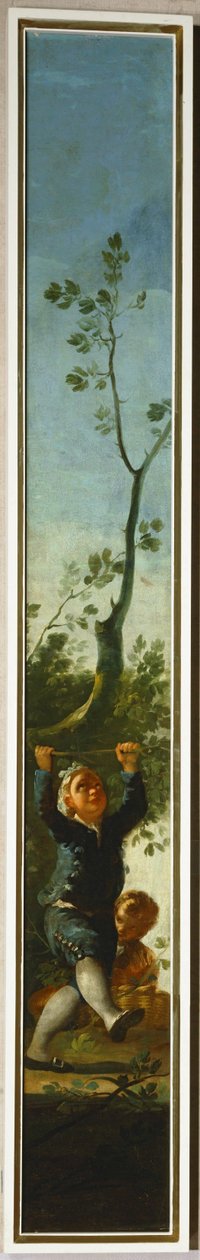 Jongetje en een boom ... (schilderij op doek) door Francisco Jose de Goya y Lucientes